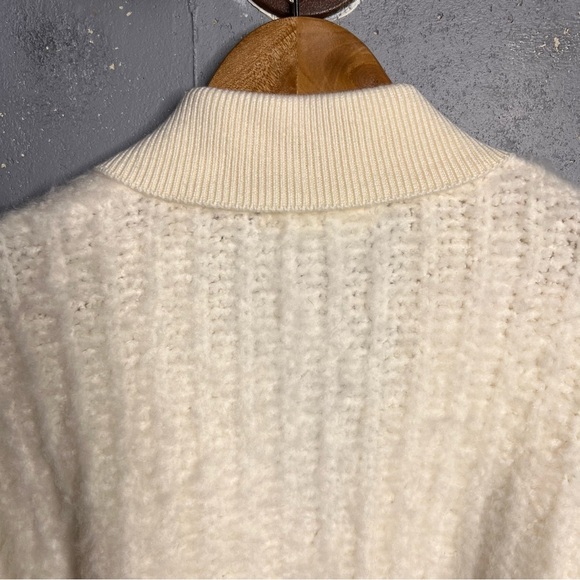 Anthropologie Brushed Sweater Cardigan Wool Blend Soft Ivory. Size Medium - Picture 5 of 15
